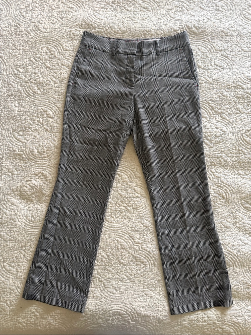 Gray Plaid Straight-Leg Women's Dress Pants Fall/Winter